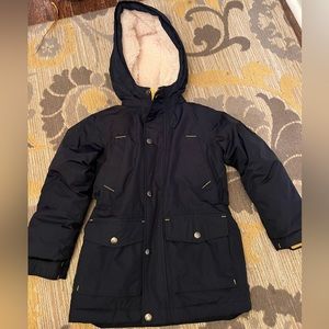 Boys Land’s End expedition winter jacket. Navy blue size small four years